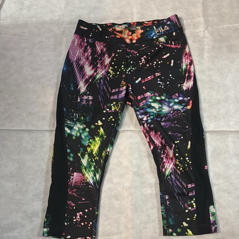FILA Sport Performance City Lights Multi-Color Mesh Capri Leggings S Activewear